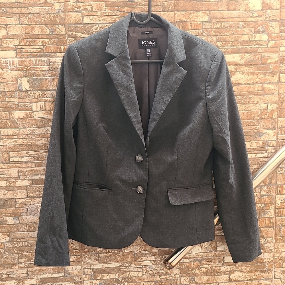 Jones New York Gray Blazer Tailored Suit Jacket